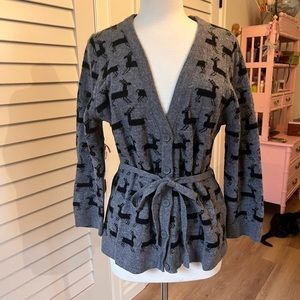 H&M Reindeer Sweater Cardigan Sz LG